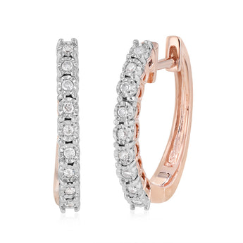 Diamond Hoop Earrings in Rose Gold Plated Sterling Silver