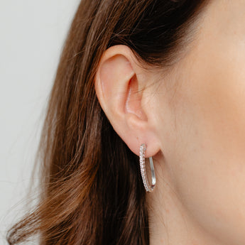 Diamond Hoop Earrings in Sterling Silver