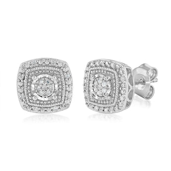 Diamond Stud Earrings in Sterling Silver