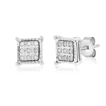 1/10 Carat Diamond Stud Earring in Sterling Silver