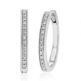 Diamond Hoop Earrings in Sterling Silver