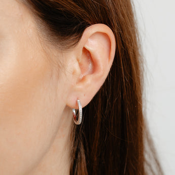 Diamond Hoop Earrings in Sterling Silver