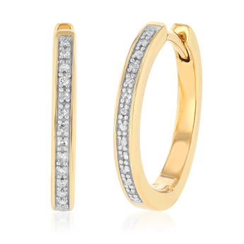 Diamond Hoop Earrings in Gold Plated Sterling Silver
