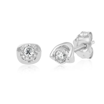 Diamond Stud Earrings in Sterling Silver
