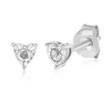 Diamond Heart Stud Earrings in Sterling Silver
