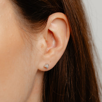 Diamond Heart Stud Earrings in Sterling Silver