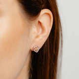 Diamond Heart Stud Earrings in Rose Gold Plated Sterling Silver
