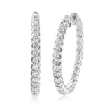 0.95 Carat Diamond 30mm Hoop Earrings in Sterling Silver