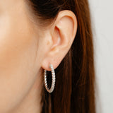 0.95 Carat Diamond 30mm Hoop Earrings in Sterling Silver