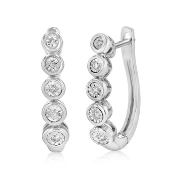 Diamond Hoop Earrings in Sterling Silver