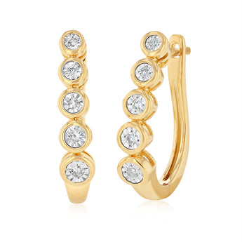 Diamond Hoop Earrings in Gold Plated Sterling Silver