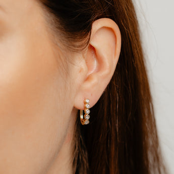 Diamond Hoop Earrings in Gold Plated Sterling Silver