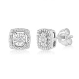 Diamond Stud Earrings in Sterling Silver