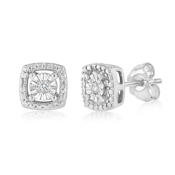 Diamond Stud Earrings in Sterling Silver