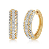Diamond Hoop Earrings in Gold Plated Sterling Silver
