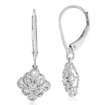 Diamond Drop Earrings in Sterling Silver