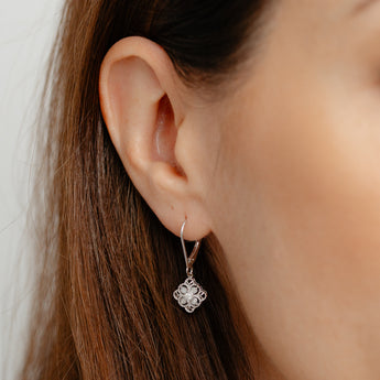 Diamond Drop Earrings in Sterling Silver