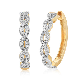 Diamond Hoop Earrings in Gold Plated Sterling Silver