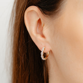 Diamond Hoop Earrings in Gold Plated Sterling Silver