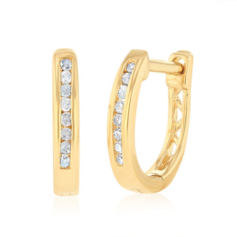 Diamond Hoop Earrings in Gold Plated Sterling Silver