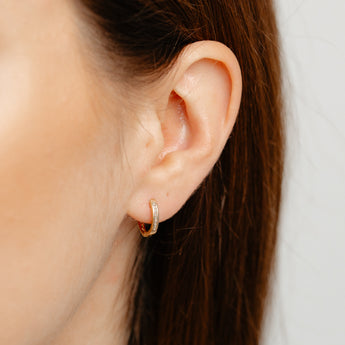 Diamond Hoop Earrings in Gold Plated Sterling Silver