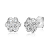 Diamond Stud Earrings in Sterling Silver