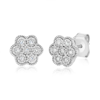 Diamond Stud Earrings in Sterling Silver