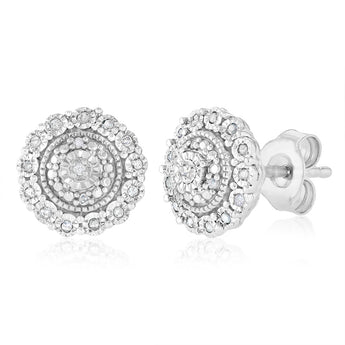 Diamond Stud Earrings in Sterling Silver
