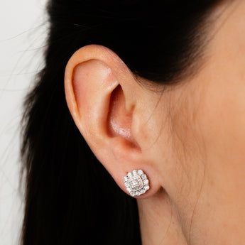 Diamond Stud Earrings in Sterling Silver