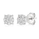 Diamond Stud Earrings in Sterling Silver