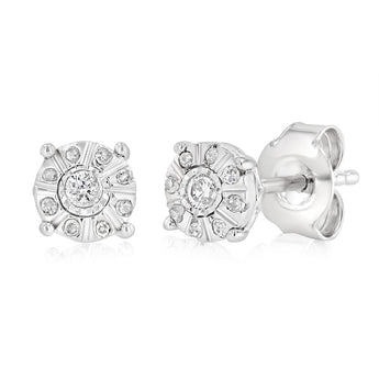Diamond Stud Earrings in Sterling Silver