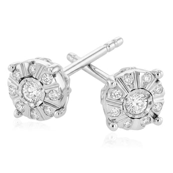 Diamond Stud Earrings in Sterling Silver