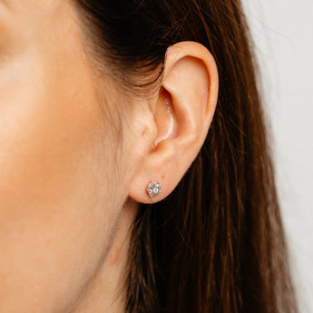 Diamond Stud Earrings in Sterling Silver