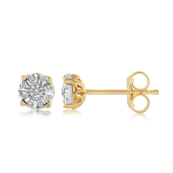 Diamond Stud Earrings in Gold Plated Sterling Silver