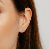 Diamond Solitaire Stud Earrings in Sterling Silver