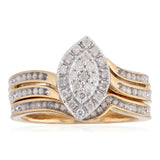 0.35 Carat Diamond 2-Ring Bridal Set in Gold Plated Sterling Silver