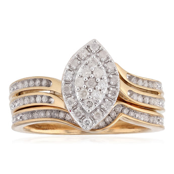 0.35 Carat Diamond 2-Ring Bridal Set in Gold Plated Sterling Silver