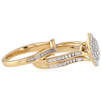 0.35 Carat Diamond 2-Ring Bridal Set in Gold Plated Sterling Silver
