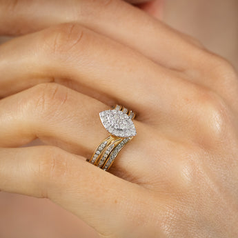 0.35 Carat Diamond 2-Ring Bridal Set in Gold Plated Sterling Silver