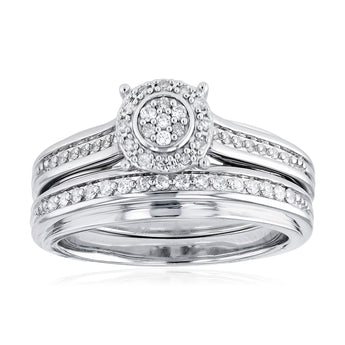 1/5 Carat Diamond 2-Ring Bridal Set in Sterling Silver