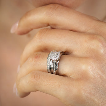 1/5 Carat Diamond 2-Ring Bridal Set in Sterling Silver