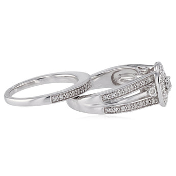 1/4 Carat Diamond 2-Ring Bridal Set in Sterling Silver
