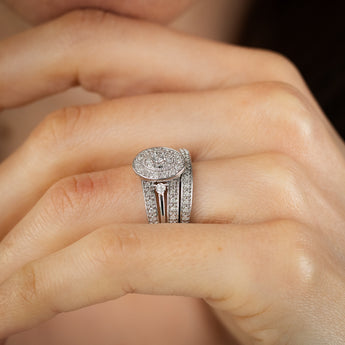 1/4 Carat Diamond 2-Ring Bridal Set in Sterling Silver