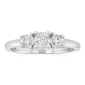1/5 Carat Diamond Trilogy Ring in Sterling Silver