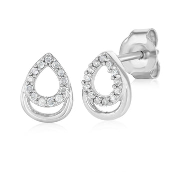 Diamond Stud Earrings in Sterling Silver