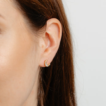 Diamond Half Moon Stud Earrings in Gold Plated Sterling Silver