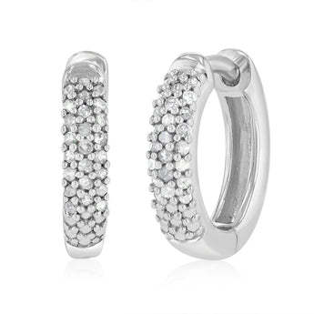 Diamond Hoop Earrings in Sterling Silver