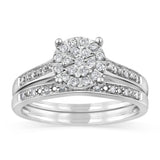 1/5 Carat Diamond 2-Ring Bridal Set i n Sterling Silver