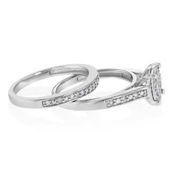 1/5 Carat Diamond 2-Ring Bridal Set i n Sterling Silver