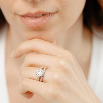1/5 Carat Diamond 2-Ring Bridal Set i n Sterling Silver